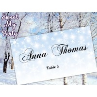 Winter Wedding Place Card template,Snowflakes Wedding Place Card templates,(12)